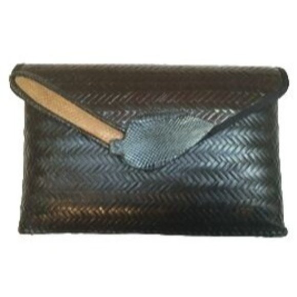 Black Clutch Handbag Shoulder Bag Chic Ethnic Handmade Vintage Bohemian Nature - Picture 4 of 7